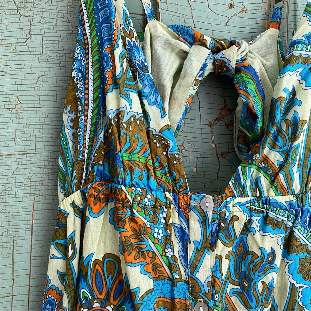 NWT House of Harlow Boho Floral Blue Ivory V-neck Maxi Dress - Picture 14 of 17